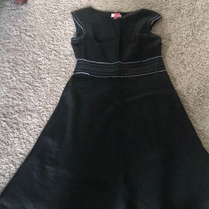 Black, linen, lined dress